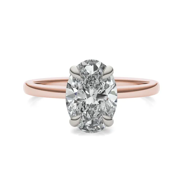 Oval Custom Hidden Halo Classic Engagement Ring Setting